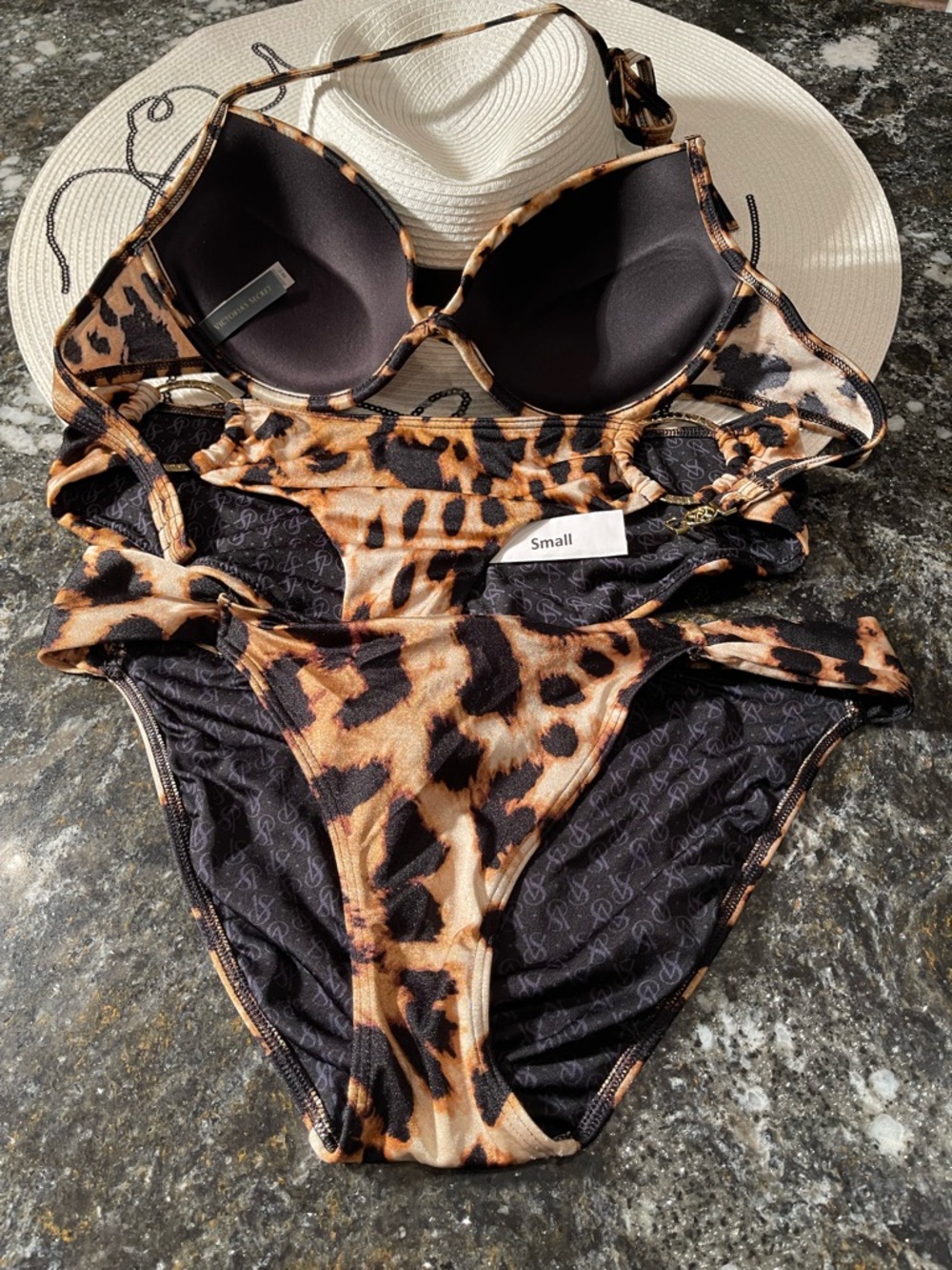 Victoria Secret bikini twist push-up leopard size 34C and S OR M bottoms - Picture 8 of 13